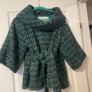 Beth Bowley Elegant Cowl Neck Sweater - Blue and Green Blend